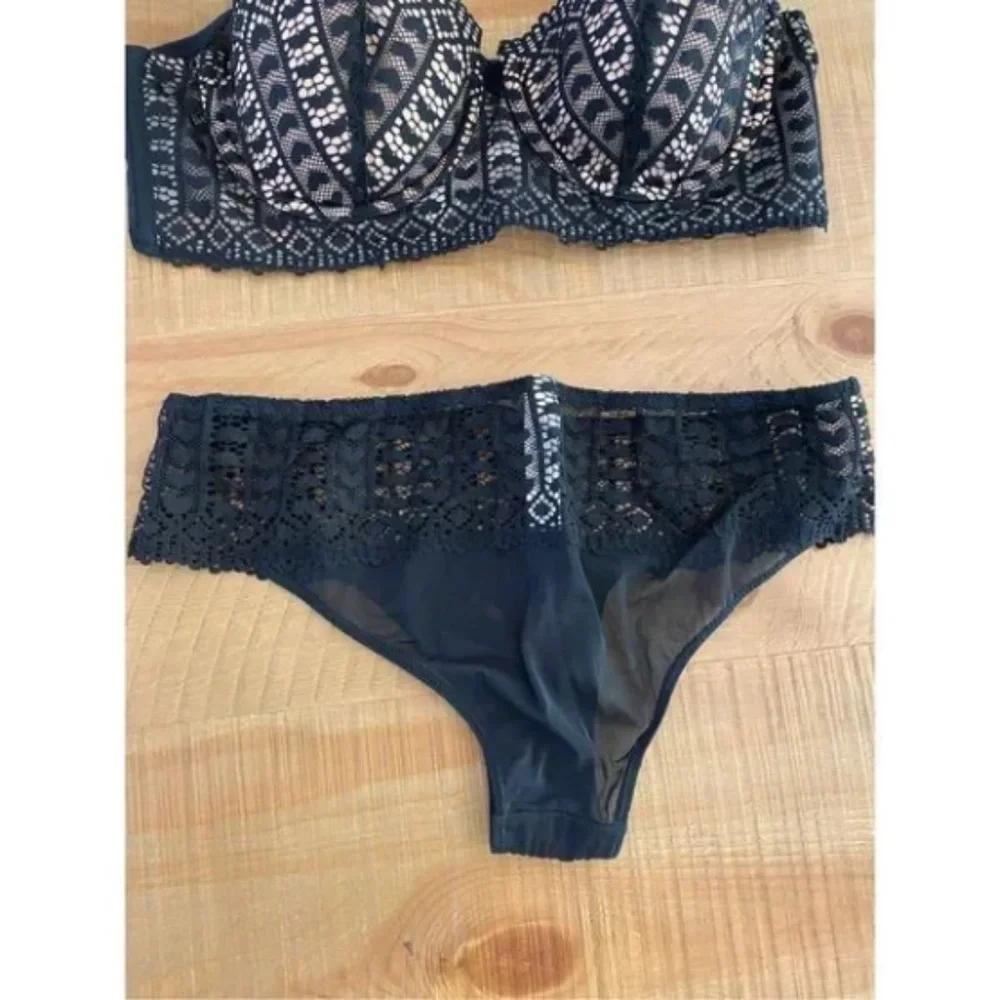 Black Eyelet Heart Shape Cutout Mesh Women's Nylon Bra